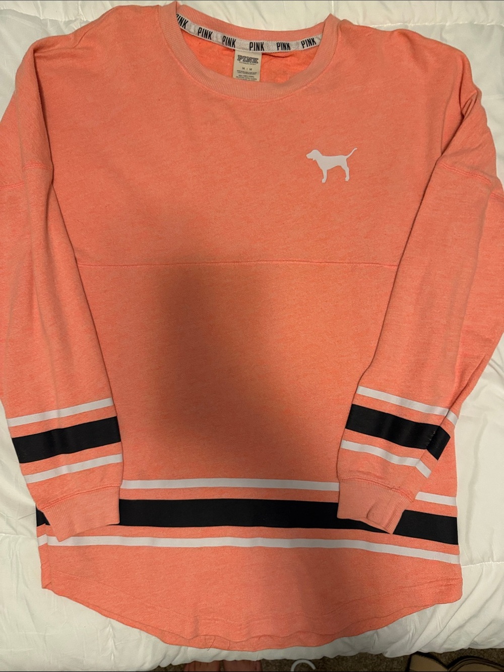 Victoria’s Secret PINK Coral Striped Pullover